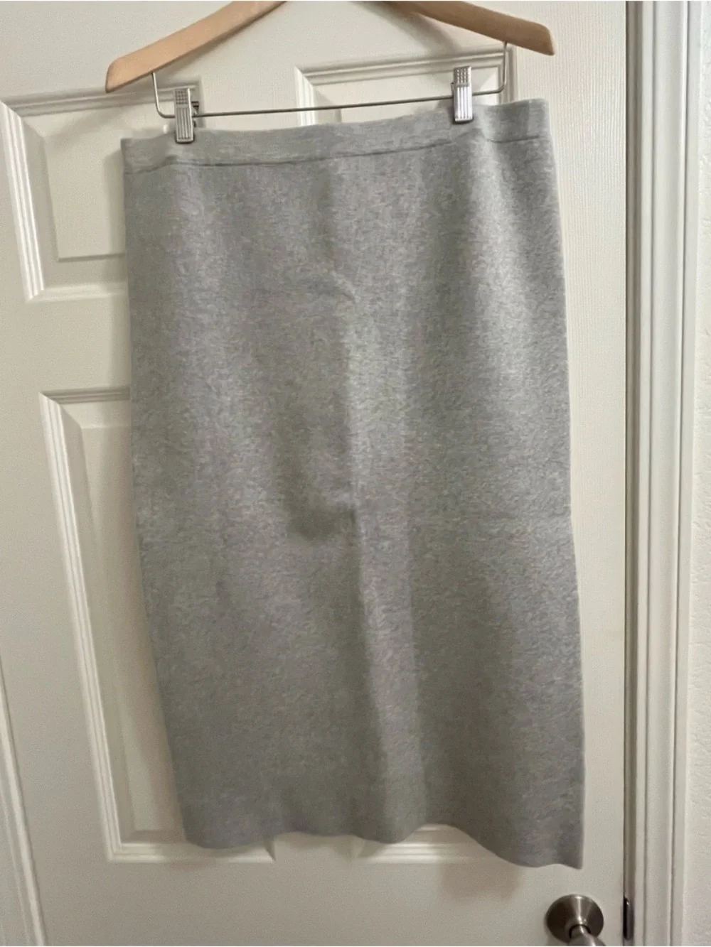 Sleek Light Gray Midi Pencil Skirt